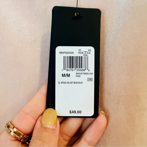 Guess | Soft Pink Velour Mock Neck Bodysuit - Picture 7 of 8